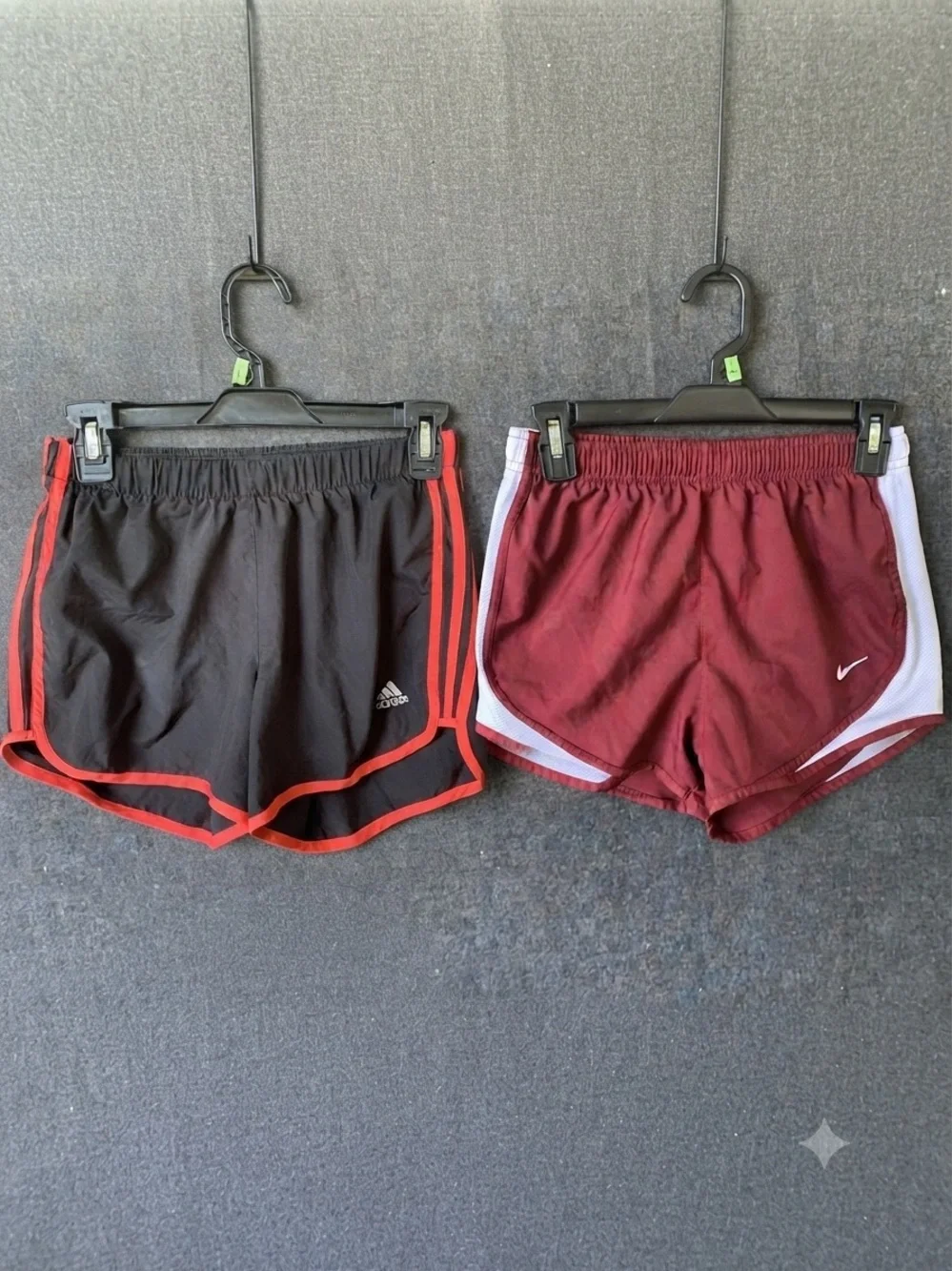 Nike Women's Black Athletic Shorts with Red Trim + Adidas Running Shorts XS Lot